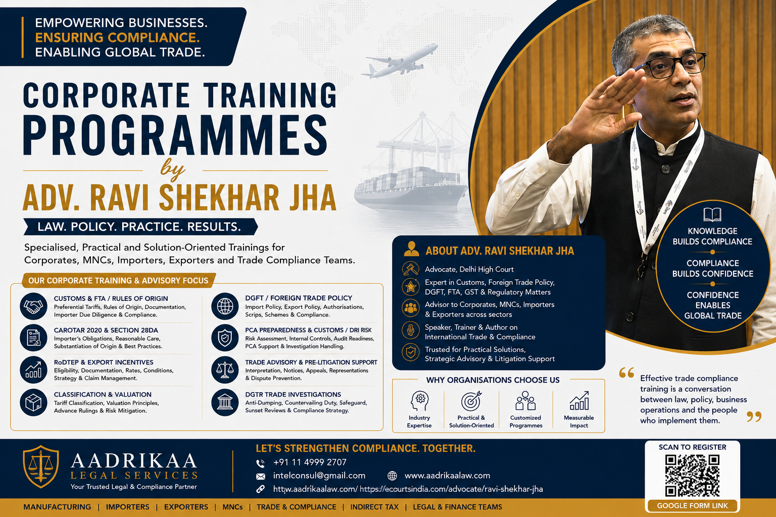 Advocate Ravi Shekhar Jha conducts a corporate Masterclass for Syngenta India on FTAs, CAROTAR 2020, Customs compliance, Rules of Origin, RoDTEP, export incentives and Foreign Trade Policy